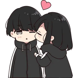 😍 Anime, Ciuman, Cinta, Kartun, Pasangan, Hati, Kasih sayang whatsapp sticker