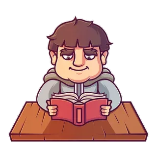📖 leitura, livro, educação, estudante, desenho animado, escrivaninha telegram sticker