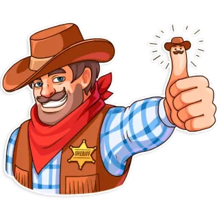 👍 SHERIFF Shérif, Dessin animé, Cow-boy, Pouce levé telegram sticker