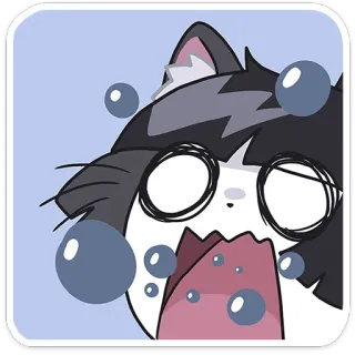 😳 gato, anime, dibujos animados, sorprendido, impactado, emoción, lindo telegram sticker