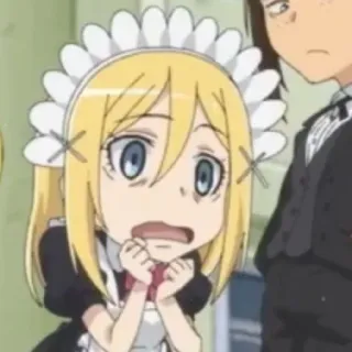 😨 Anime, Garota, Empregada, Preocupada, Chocada, Desenho animado telegram sticker
