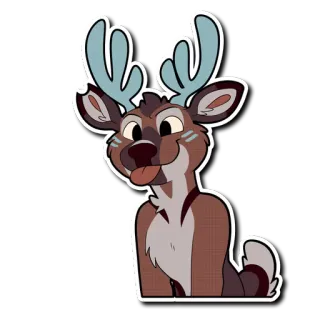 😝 cerf, animal, dessin animé, mignon, illustration, poilu telegram sticker
