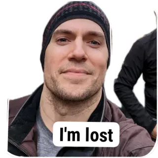 🖼 Henry Cavill I'm lost Henry Cavill, actor, lost, confused, meme, celebrity, beanie whatsapp sticker