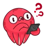 😦 pieuvre, en colère, téléphone, dessin animé whatsapp sticker