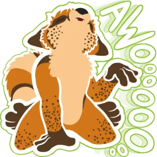 🎤 AWOOOOO Wolf, Heulen, Cartoon, Tier, Fell, Orange, Süß telegram sticker