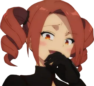 😈 anime, kobieta, warkoczyki, uśmiechnięta, pomarańczowe włosy telegram sticker