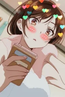 ❤ anime girl, cartoon, hearts, cute, love, blush telegram sticker