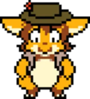 💢 zorro, pixel art, sombrero, lindo, animal whatsapp sticker