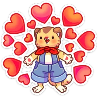 ❤️ gato, corazones, dibujos animados, animal, lindo, pegatina, amor telegram sticker