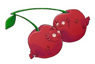 ❤ Kirschen, Obst, süß, Aufkleber, rot, Cartoon telegram sticker