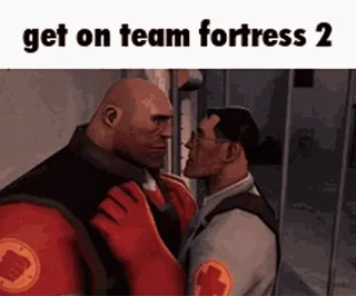 😘 Team Fortress 2 get on team fortress 2 video game, tf2, team fortress, heavy, medic, gay telegram sticker