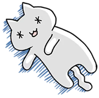 😵 chat, animal, dessin animé, autocollant, chat blanc, drôle, mignon whatsapp sticker