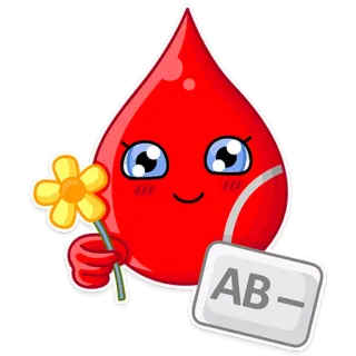 🆎 AB- blood type, blood donation, AB negative, cartoon, medical, health telegram sticker