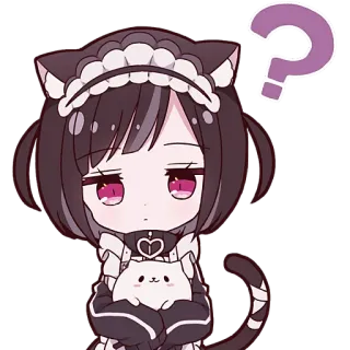 🤨 Anime, Question, Chat, Mignon, Fille telegram sticker