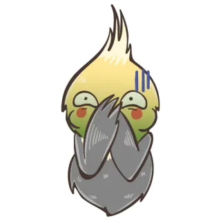 🤢 calopsitta, uccello, carino, animale, cartone animato, imbarazzato, nervoso telegram sticker