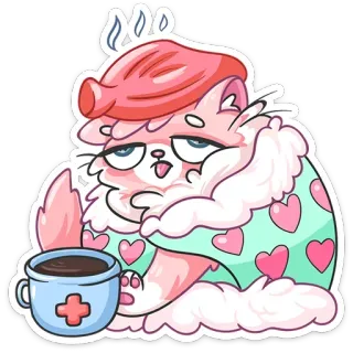 🤒 猫, 生病, 生病, 药, 可爱, 卡通, 贴纸, 绷带 telegram sticker