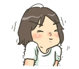 😖 만화, 화난, 짜증난, 뿌루퉁한, 여자, 소녀, 캐릭터 whatsapp sticker