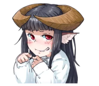 😰 Anime, Mädchen, Hörner, süß, Fantasy, Elf, Kawaii telegram sticker