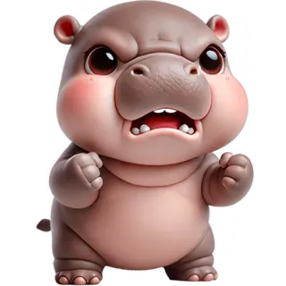 😤 hipopótamo, fofo, animal, desenho animado, zangado, engraçado telegram sticker