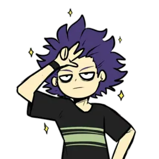 ✌ Hitoshi Shinso My Hero Academia Anime, Manga, Hitoshi Shinso, My Hero Academia, esausto, confuso whatsapp sticker