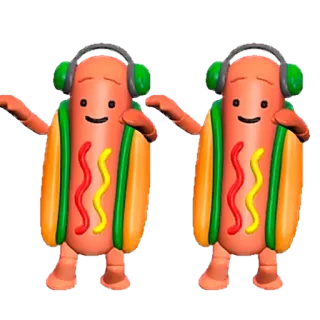 🌭 cachorro quente, comida, dança, fones de ouvido, desenho animado, kawaii, feliz telegram sticker