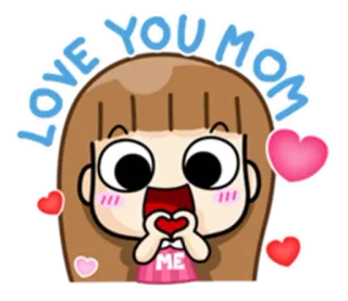 ❣ LOVE YOU MOM ME love, mother, mom, heart, cartoon, family, greeting whatsapp sticker