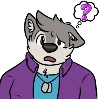 😉 Furry, Anthropomorphe, Loup, Question, Confus, Animal whatsapp sticker