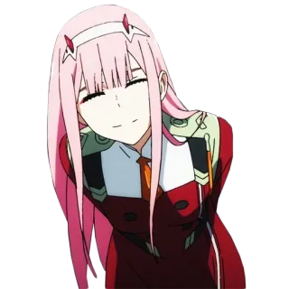😍 Zero Two Darling in the Franxx anime, girl, pink hair, character, zero two, darling in the franxx whatsapp sticker