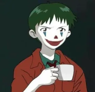 🤡 Shinji Ikari Neon Genesis Evangelion anime, clown, mashup, neon genesis evangelion, character, joker, shinji ikari whatsapp sticker