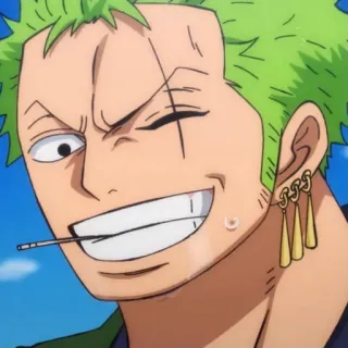 😁 Roronoa Zoro One Piece Anime, Pirata, Spadaccino, Zoro, Capelli verdi telegram sticker