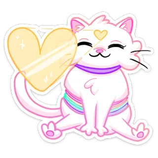 ❤️ gatto, adesivo, cuore, arcobaleno, carino, animale, cartone animato telegram sticker