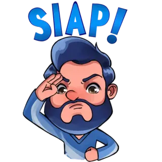 👮‍♀ SIAP! homem, desenho animado, saudação, Siap telegram sticker