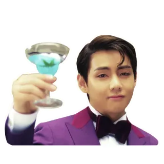 🍷 V kpop, cin cin, cocktail, bts, taehyung telegram sticker