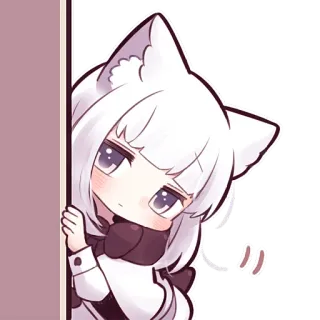 😶 Аниме, Девушка-кошка, Милый, Каваий, Наклейка, Манга telegram sticker