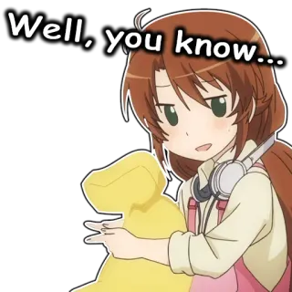 😒 Well, you know... Anime, Gadis, Ekspresi, Kartun, Lucu, Ya gitu deh telegram sticker