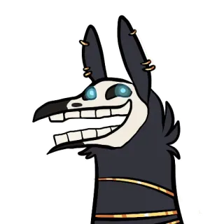😬 лама, череп, мультфильм, животное, существо, юмор, мем, смешной telegram sticker
