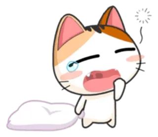 😪 gato, chorando, triste, travesseiro, kawaii, emoji, adesivo telegram sticker