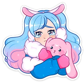 😭 smutny, płacz, królik, dziewczyna, płaczący, słodki, anime telegram sticker