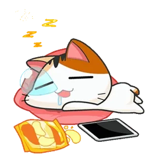 😴 mèo, ngủ, mệt mỏi, hoạt hình, máy tính bảng telegram sticker