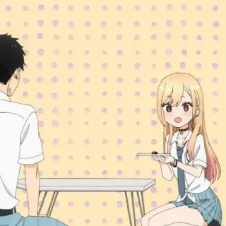😀 Anime, Ragazza, Carina, Seduta, Cibo telegram sticker