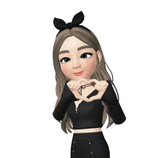 🖤 cartoon, avatar, girl, heart, love whatsapp sticker