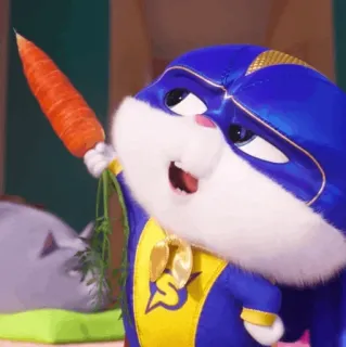 🍬 Snowball The Secret Life of Pets bunny, rabbit, carrot, superhero, cartoon, animal telegram sticker