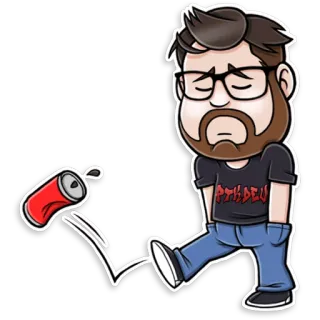 😞 Pthcdev Мультфильм, Грустный, Банка, Напиток, Разлитый, pthcdev, Мужчина telegram sticker