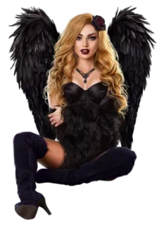 👼 mujer, ángel, alas, fantasía, gótico, oscuro, retrato, belleza, femenina telegram sticker