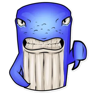 👎 desenho animado, baleia, zangado, azul telegram sticker