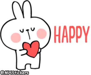 🥰 HAPPY feliz, coelho, coração, amor, fofo, adesivo, saudação whatsapp sticker