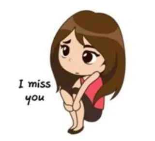😔 I miss you sad, miss you, lonely, cartoon, girl telegram sticker