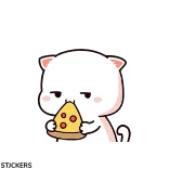 😌 แมว, พิซซ่า, กิน, น่ารัก, การ์ตูน telegram sticker