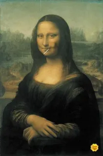 😕 Mona Lisa Mona Lisa, pintura, arte, piruleta, divertido, clásico whatsapp sticker