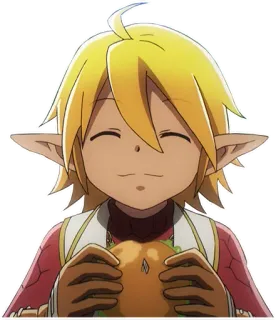 😋 anime, manga, elf, smiling, blonde hair, fantasy telegram sticker
